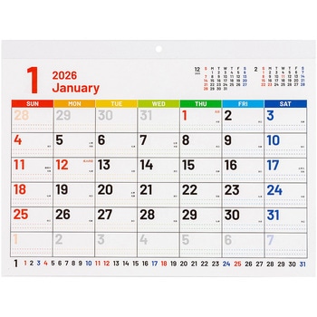 壁掛けカレンダー2026文字月表SC/A3横 ナカバヤシ