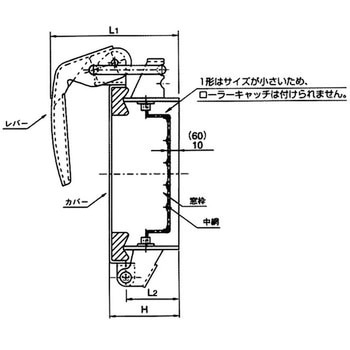 ワンタッチ窓 ハイネック形 網付タイプ(ローラーキャッチ式) 椿本バルクシステム