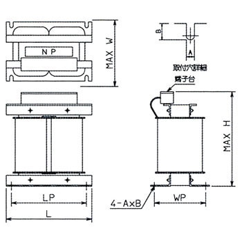 NESB3000AE42 単相乾式変圧器 B種絶縁 AE42シリーズ 1個 布目電機 