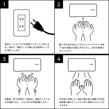 AIOLUS コンパクトハンドドライヤー 家庭用 事務所用 UV除菌 ホワイト - AIOLUS