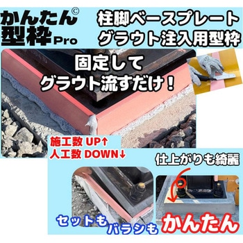 かんたん型枠Pro 柱脚用ベースプレート グラウト注入用型枠 幅70mm×厚み11mmタイプ プラテック