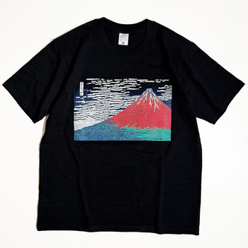通油町Tシャツ 赤富士 黒 LIFEMAX