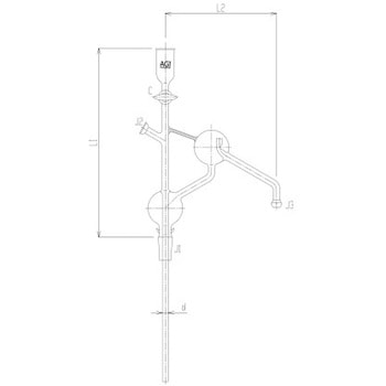 注入ロート付二連トラップ球 ガラスコック 旭製作所