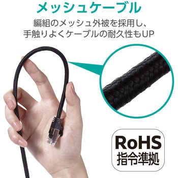 LANケーブル CAT8 爪折れ防止 高耐久 メッシュ シールド構造 高速 40Gbps/2000MHz エレコム