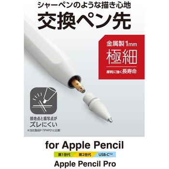 Apple Pencil 交換用 ペン先 2個セット 極細 視差改善 高感度 金属製 エレコム