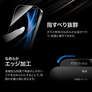 iPhone 16/iPhone 15 ガラスフィルム「GLASS PREMIUM FILM」2枚入り ブルーライトカット 全画面保護サイズ MSソリューションズ