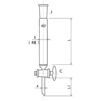 ジョイント付クロマトカラム ガラスコック・フィルター付 / PTFEコック