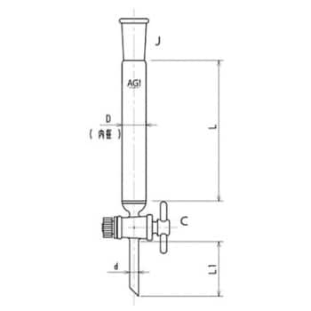 旭製作所 ジョイント付クロマトカラム(ガラスコック付) 1個 3820-30