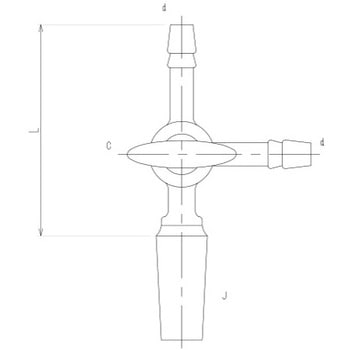 摺付三方コックⅠ型 オス ガラスコック 2450シリーズ 旭製作所