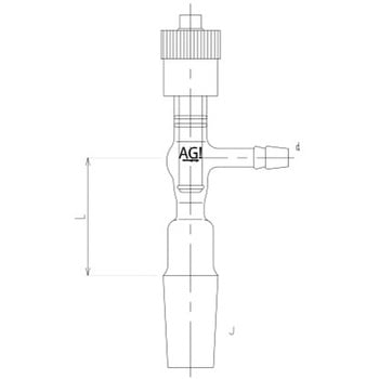 旭製作所 高真空グリースレスバルブ付排気管 オス 芯棒材質:PTFE 1個