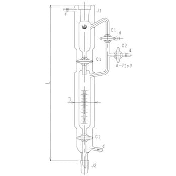 フルジャケット付分留受器 ガラスコック 3608シリーズ 旭製作所 抽出器