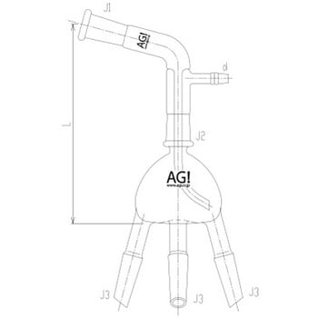 減圧用 曲管形分岐管 3本足 3632シリーズ 旭製作所 抽出器/冷却器