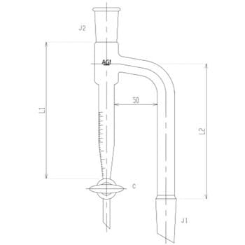 水分定量受器 コック付 ガラスコック 3654シリーズ 旭製作所 抽出器