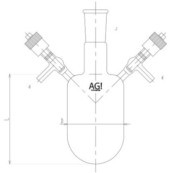高真空グリースレスバルブ付溶媒受器 芯棒PTFE 3692シリーズ 旭製作所
