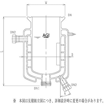 媒体バッフル付三重管式反応容器 3972シリーズ 旭製作所