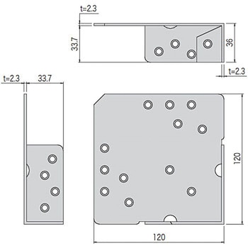 S-NB ニュー皿ビス筋かいボックス カナイ 寸法120×120×36mm板厚2.3mm 1