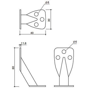 L-CP ライトコーナー BXカネシン 寸法60×40mm板厚1.6mm 1セット L-CP