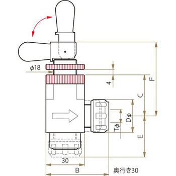 PTFEトグルバルブアングル型 F-2004シリーズ フロン工業 実験研究用