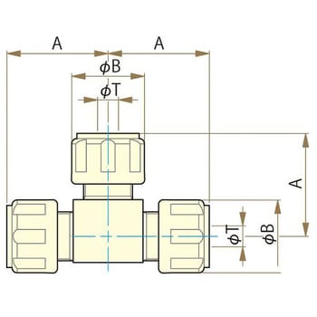 PTFE スリーシール式ジョイントT型 F-2652シリーズ フロン工業 実験