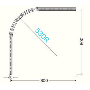 13L02-SU D30ステンレスカーブレール 岡田装飾金物 レール長さ800×800