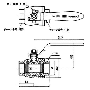 黄銅製ボールバルブ(フルボア) ハマイ