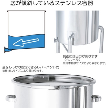 底部勾配型ステンレス密閉タンク バンド 脚付 B型シリコンパッキン付 KTT-CTL-Lシリーズ MONOVATE(日東金属工業)