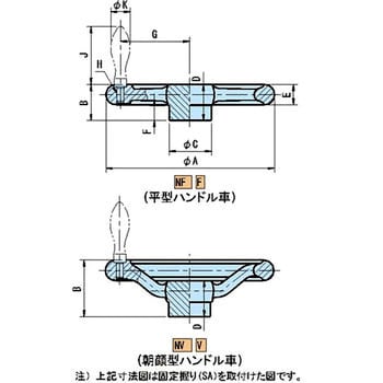 イマオ V225-S17 ハンドル 朝顔型ハンドル車(加工付) ハンドル高さ60mm