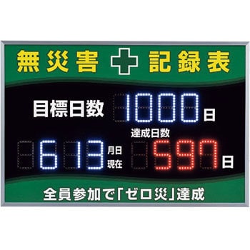 記録-2000D LED無災害記録表 自動カウントUP+カレンダー機能 屋内外