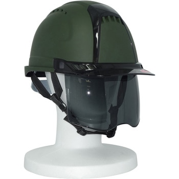 東洋物産工業(株)(トーヨーセフティー)  スモークシールド付きヘルメット ヴェンティープラス つや消しカーキーグリーン(マット塗装) トーヨーセフティー x GranGear(グランギア) コラボ商品 No.391F-S-S トーヨーセーフティ(旧:東洋物産工業)