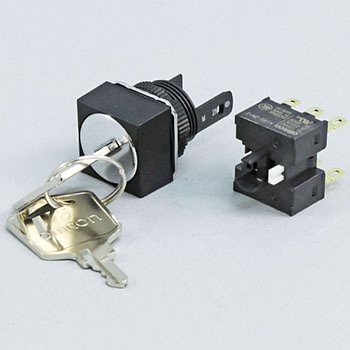 キー形セレクタスイッチ(正方形)(丸胴形Φ16) A165K omron(オムロン)