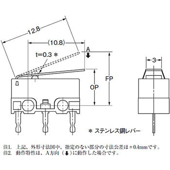 極超小形基本スイッチ(ヒンジ・レバー形) D2F - omron(オムロン)