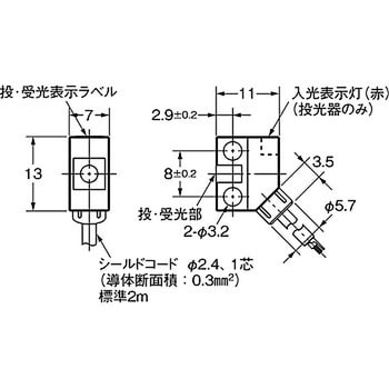 E3C-S50 2M 小型ヘッドアンプ分離光電センサ(センサ部) E3C 1個