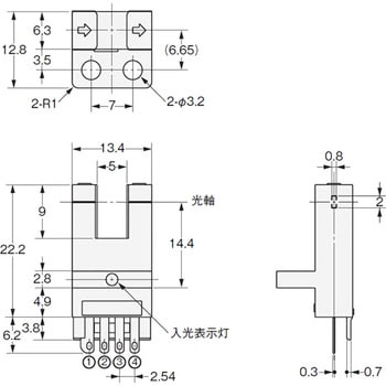 フォト・マイクロセンサ 溝型コネクタ/コード引き出しタイプ(直流光) EE-SX47/67 密着取付型 omron(オムロン)