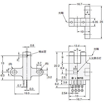 フォト・マイクロセンサ 溝型コネクタ/コード引き出しタイプ(直流光) EE-SX47/67 T型 omron(オムロン)