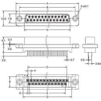 Dサブコネクタ ソケット・ディップストレート端子 XM3F オムロン(omron