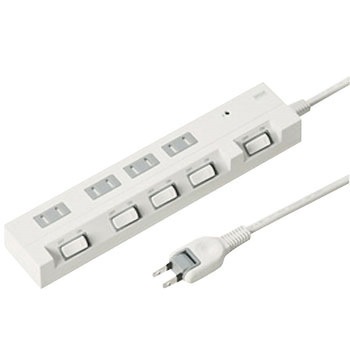 節電エコタップ(2P、4個口、雷ガード+個別・集中スイッチ付) サンワサプライ