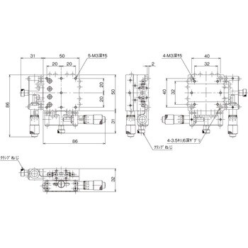 ハイグレードXYステージ 50×50(標準型) 中央精機 XYステージ(手動