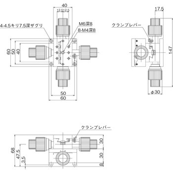 DT X・Y軸ステージ 40×60(粗微動両ハンドル) 中央精機
