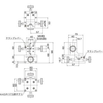 DT XZ軸ステージ 40×60(両ハンドル) 中央精機