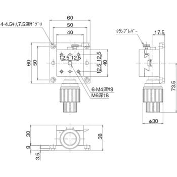 中央精機 DT X軸ステージ 40×40（粗微動ハンドル） LS-412S-