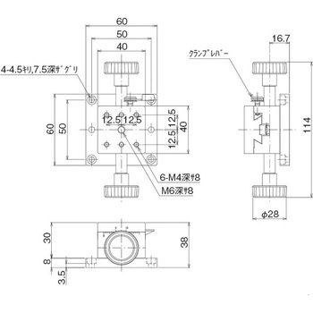 DT X軸ステージ 40×40(両ハンドル) 中央精機
