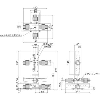 DT XYZ軸ステージ 40×140(粗微動両ハンドル) 中央精機 XYZ回転ステージ