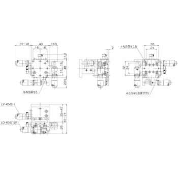 ハイグレードアルミXYZステージ 40×40 中央精機 XYZ回転ステージ