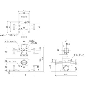 DT XYZ軸ステージ 40×40(両ハンドル) 中央精機 XYZ回転ステージ 【通販