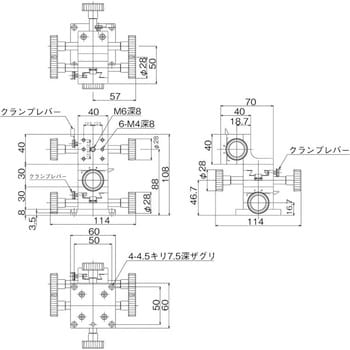 DT XYZ軸ステージ 40×40(両ハンドル) 中央精機 XYZ回転ステージ 【通販