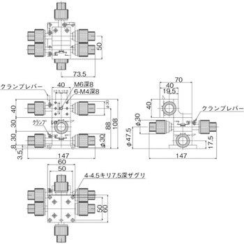 中央精機 DT X・Y・Z軸ステージ 40×40（粗微動両ハンドル） LT-412WS-