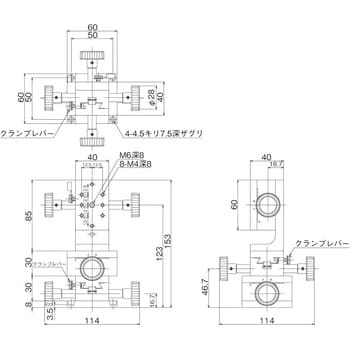 DT XYZ軸ステージ 40×60(両ハンドル) 中央精機 XYZ回転ステージ 【通販