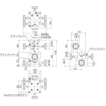 DT XYZ軸ステージ 40×60(両ハンドル) 中央精機 XYZ回転ステージ 【通販