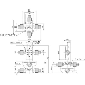 DT XYZ軸ステージ 40×90(粗微動両ハンドル) 中央精機