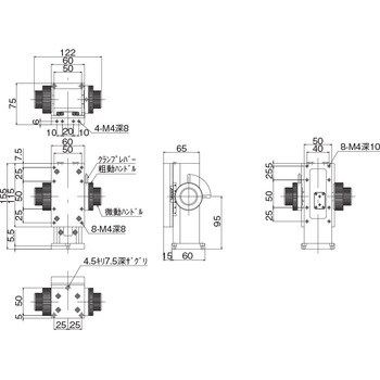 LV-143 長作動精密Z軸ステージ 60×115 中央精機 粗微動両ハンドル